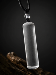 Tibetan Clear Quartz Heart Sutra Pendant Necklace