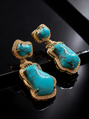 Vintage Tibetan Simulated Turquoise Drop Earrings