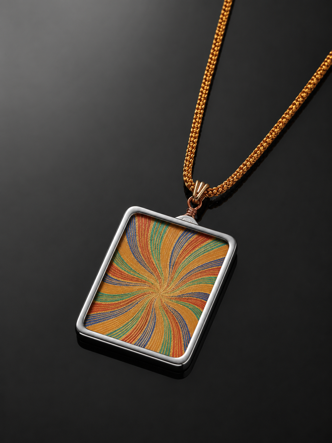 Tibetan Rainbow Thangka Pendant Hand-Woven Necklace