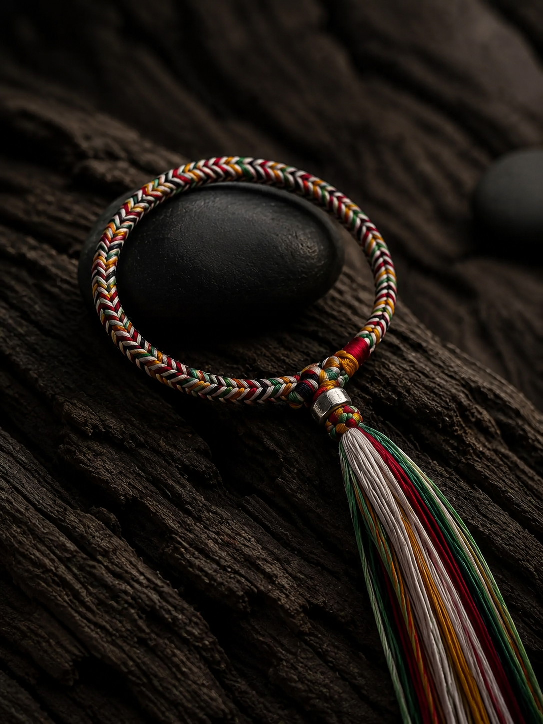 Tibetan Handmade Mulberry Silk Braided Bracelet with 925 Silver