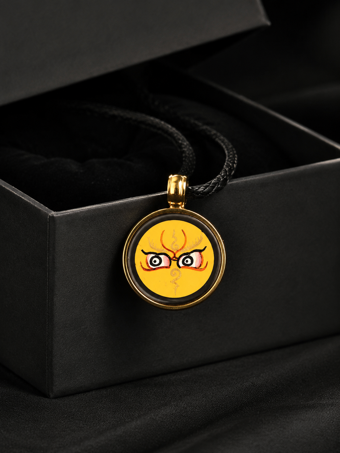 Hand-Painted Tibetan Thangka Buddha Eye Amulet Pendant