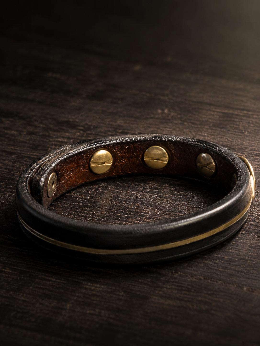 Vintage Tibetan Style Leather & Brass Couple Bracelet