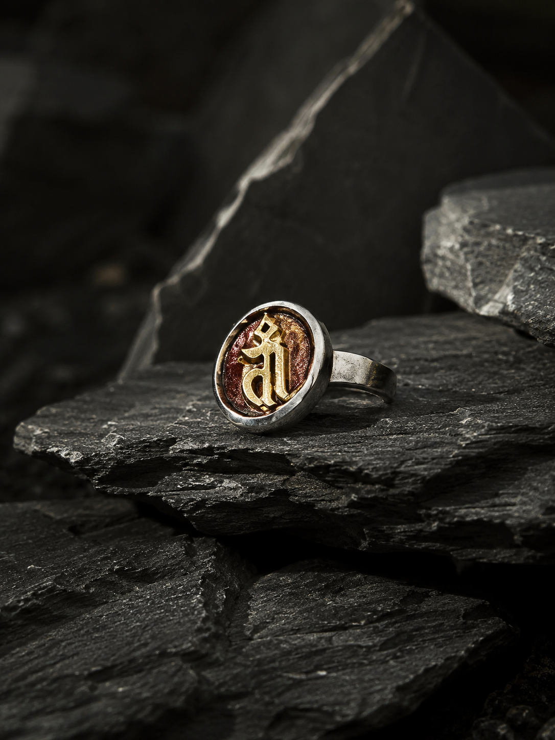 Vintage Tibetan Green Tara Seed Syllable Ring