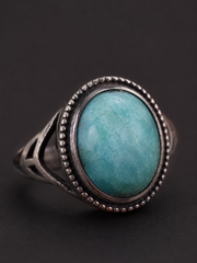 Vintage Tibetan Turquoise 925 Silver Adjustable Ring