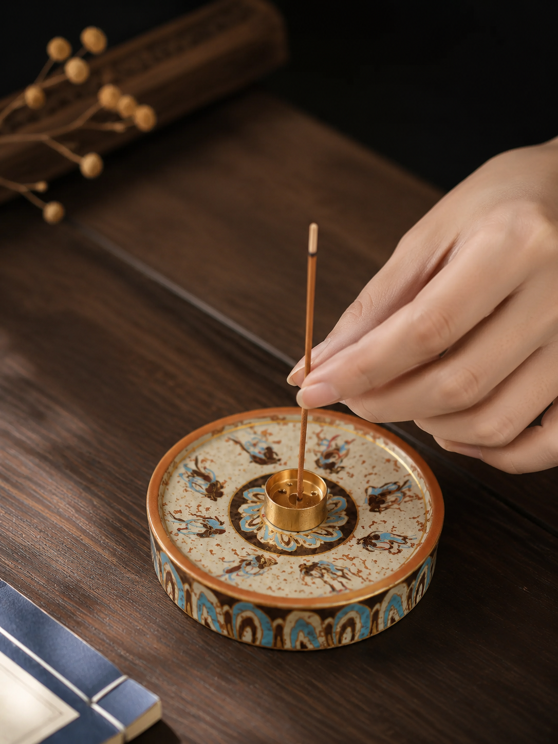 Zen Dunhuang Apsaras Ceramic Incense Holder