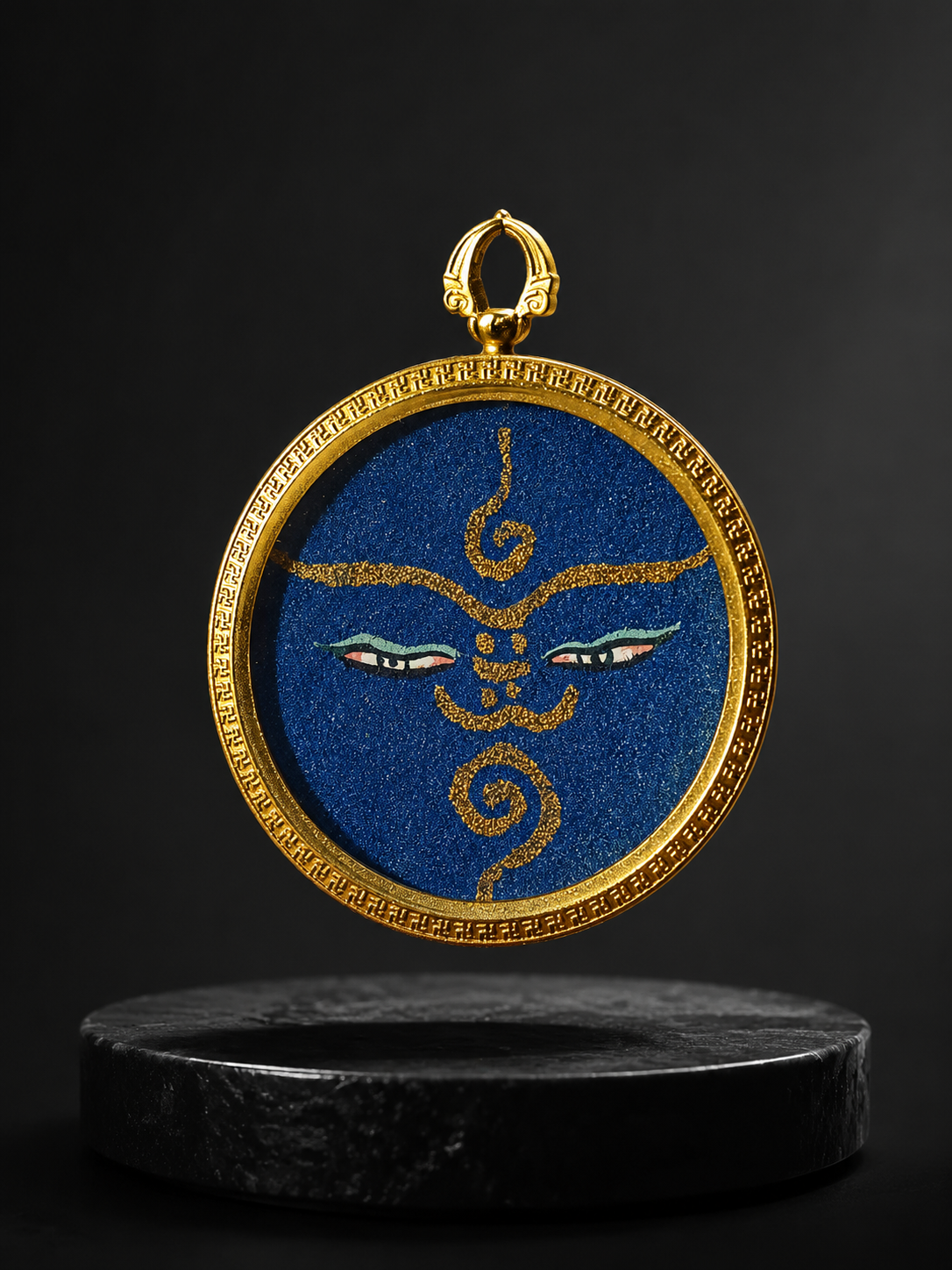 Hand-Painted Tibetan Buddha Eyes Thangka Amulet