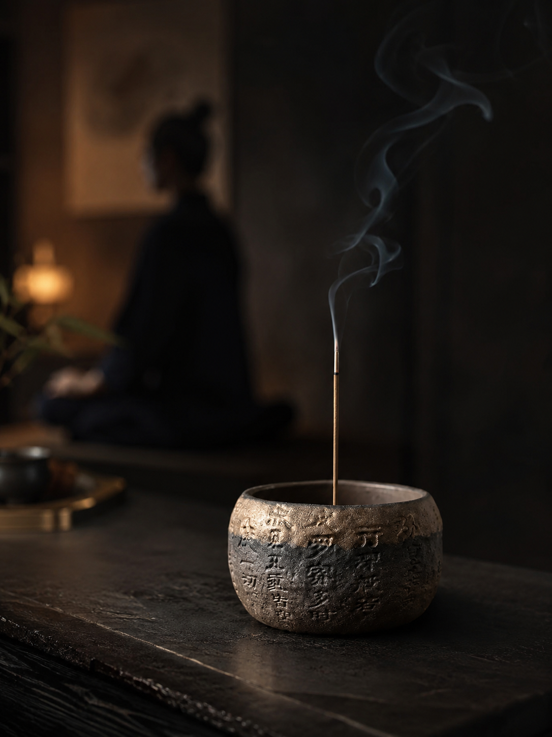 Tibetan Heart Sutra Ceramic Incense Holder for Zen Meditation