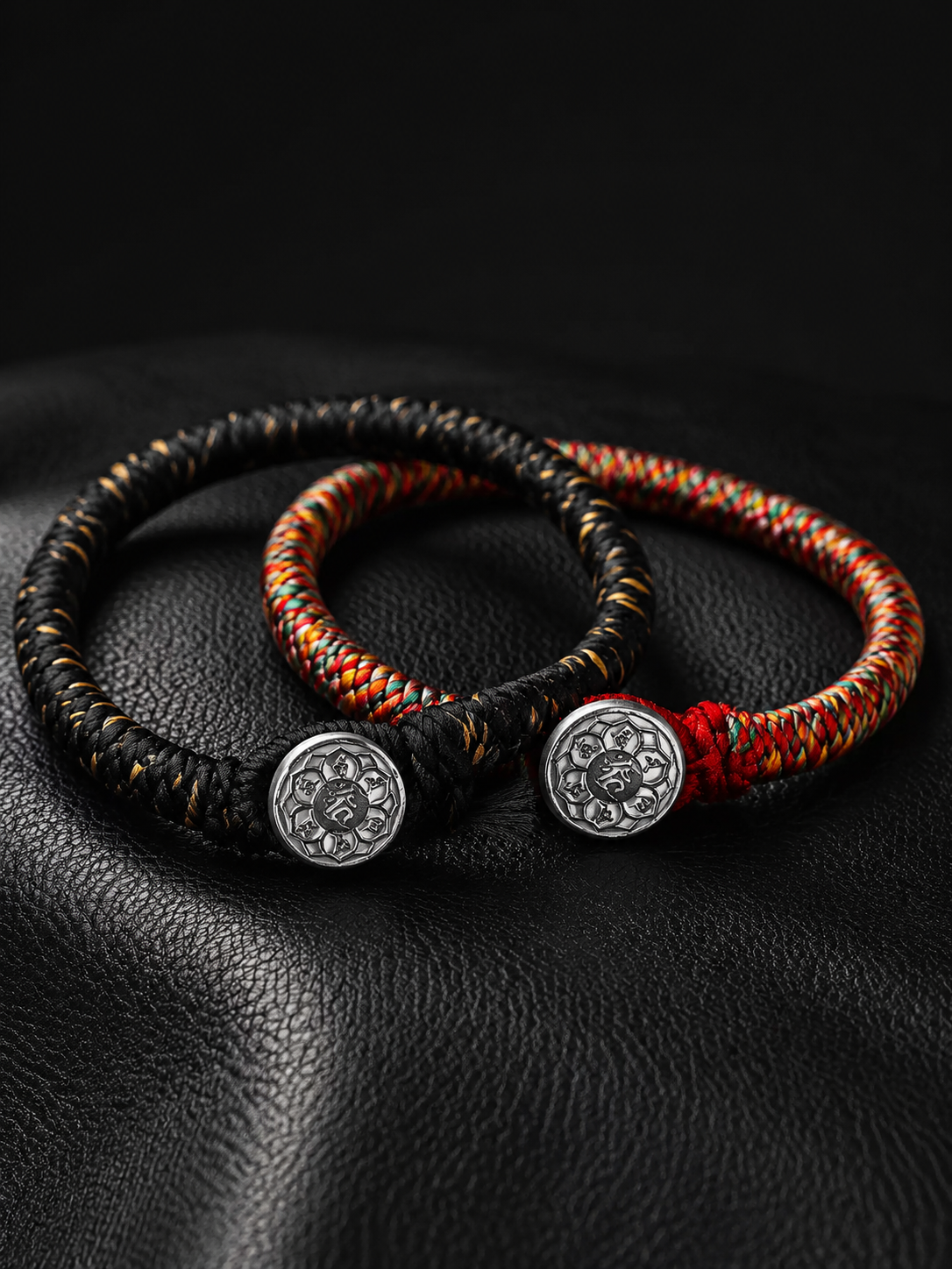 Tibetan Silk Vajra Knot Amulet Bracelet 999 Silver