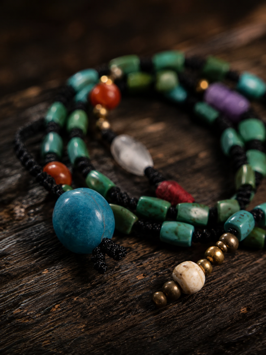 Vintage Tibetan Turquoise Wrap Mala Bracelet