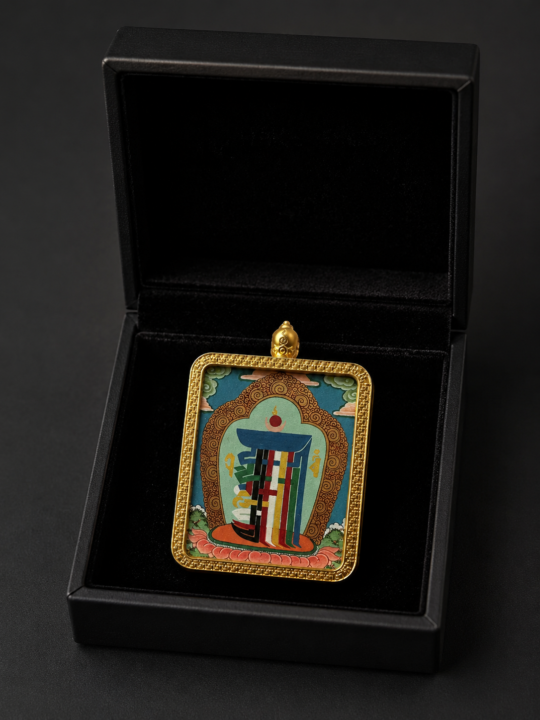 Hand-Painted Kalachakra Thangka Pendant Amulet
