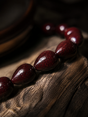 Tibetan Cinnabar Teardrop Bodhi Seed Mala Bracelet