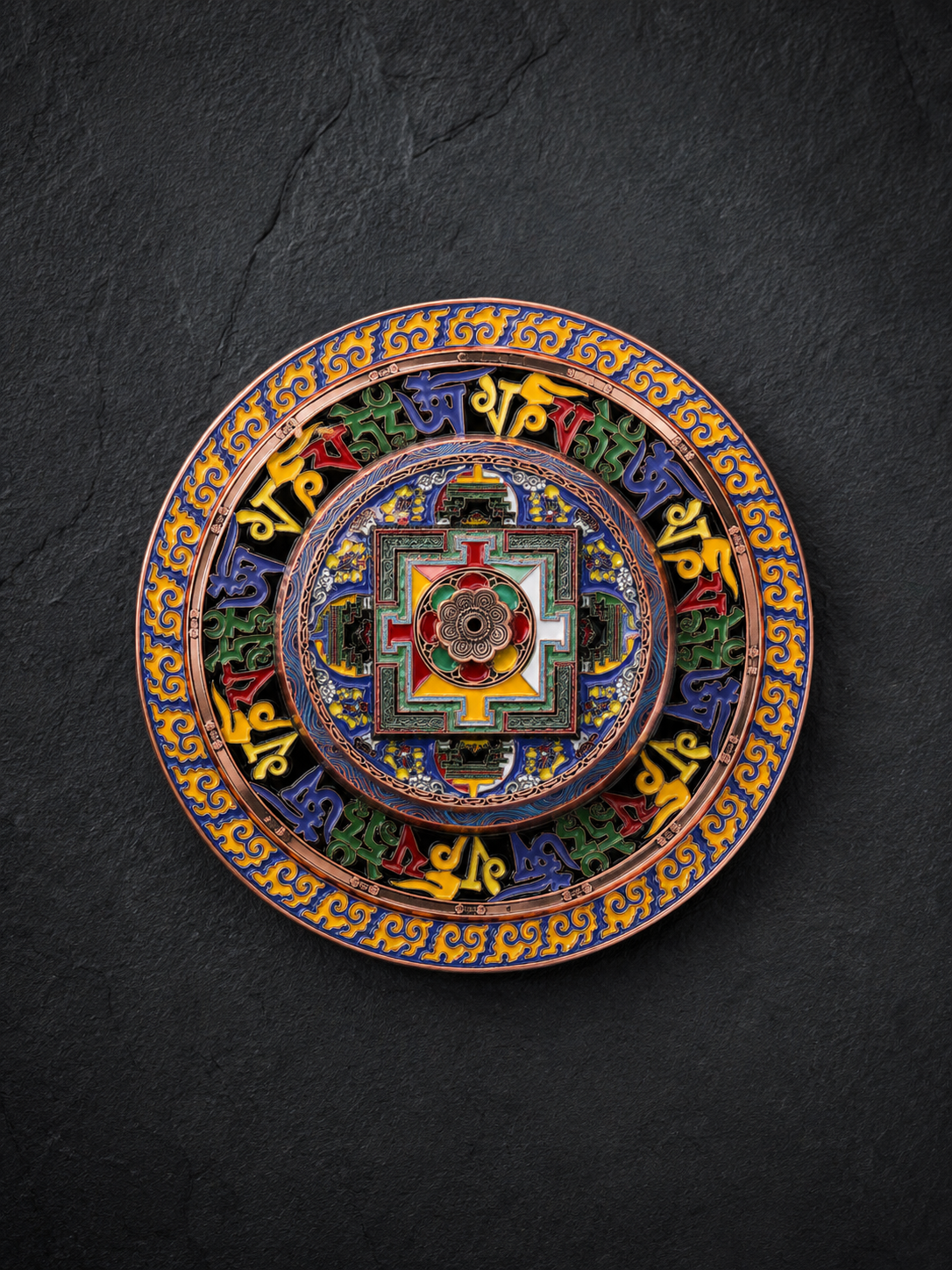 Tibetan Mandala Enamel Incense Holder Tray