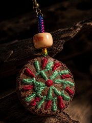 Handmade Tibetan Embroidered Leather Drop Earrings
