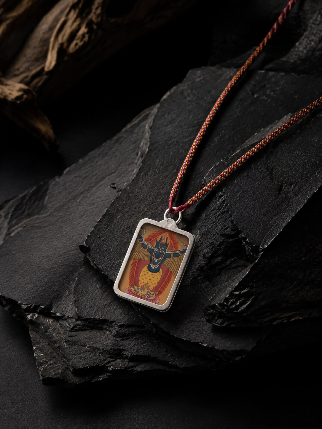 Hand-Painted Tibetan Thangka Amulet Necklace