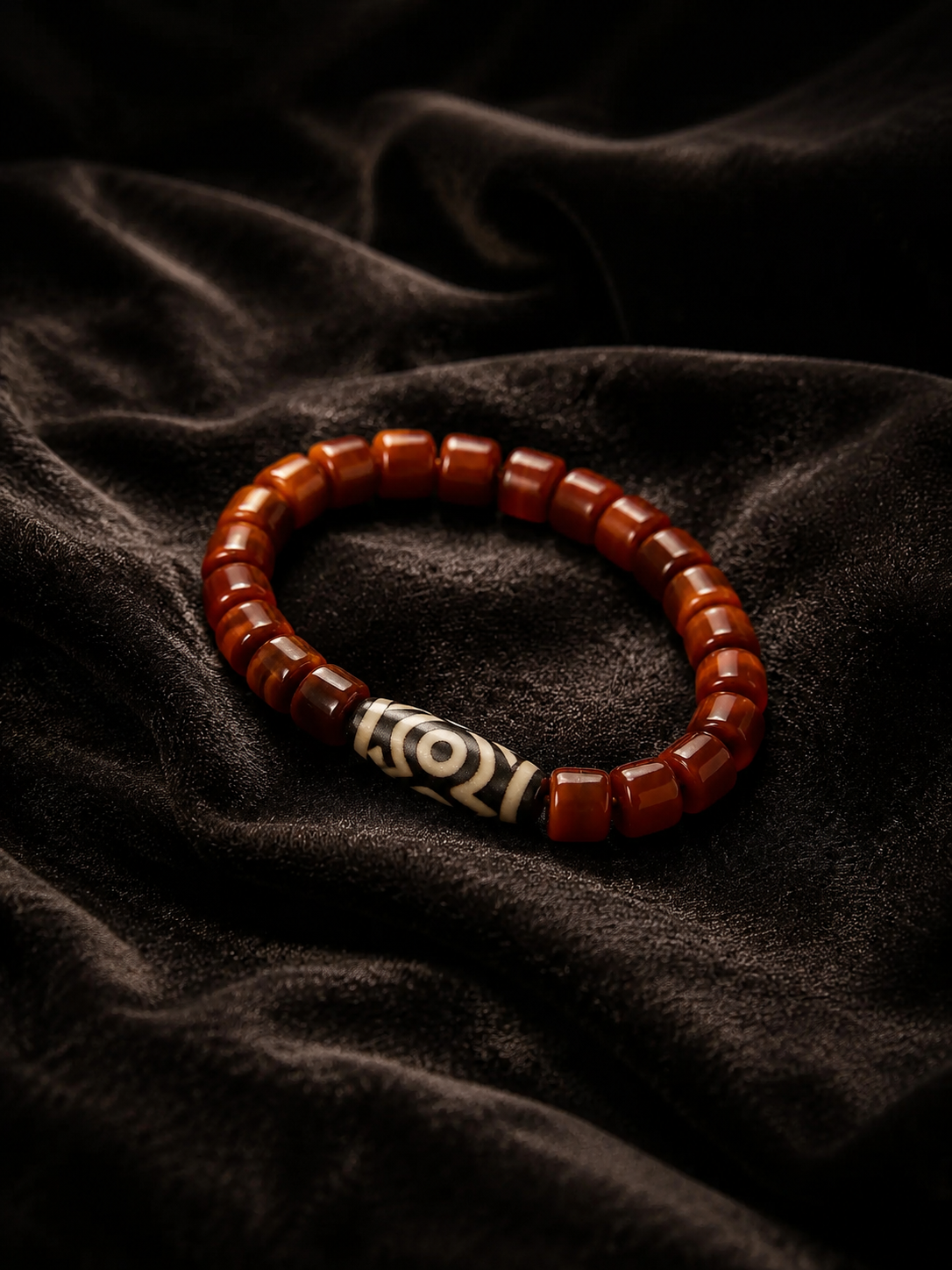Tibetan 3-Eye Dzi Bead Natural Agate Bracelet