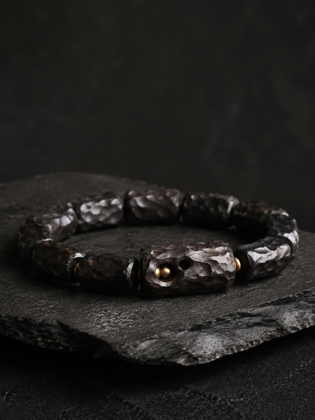 Hand-Carved Vintage Ebony Wood Tibetan Zen Bracelet