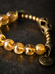 Tibetan Citrine & Vintage Brass Beaded Bracelet
