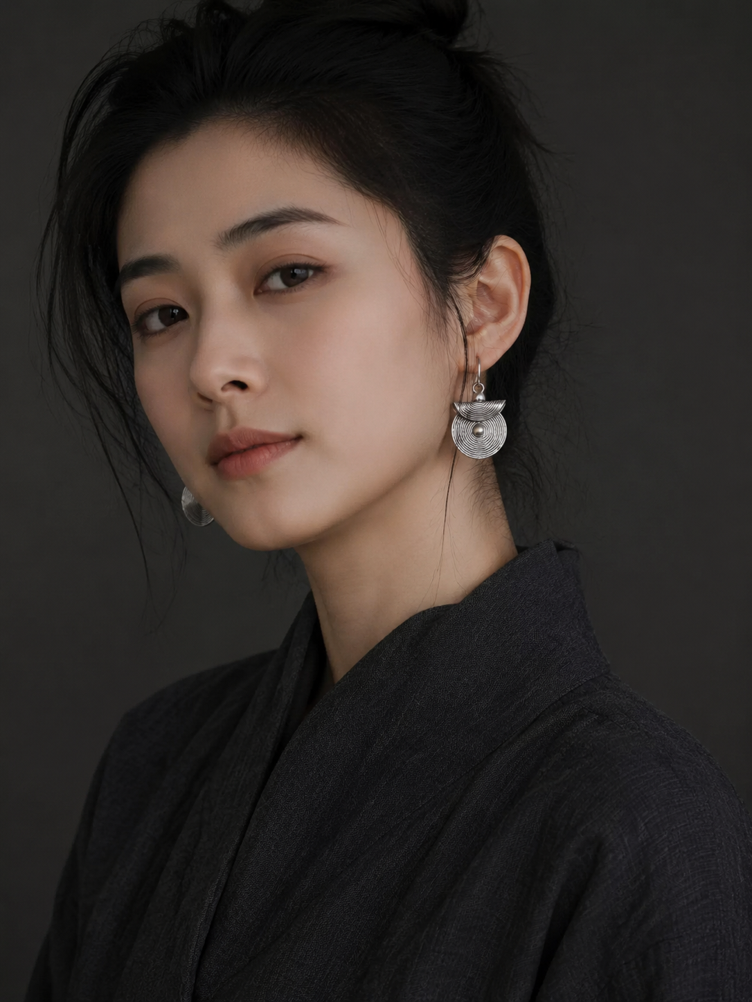 Handmade Vintage Tibetan Silver Spiral Drop Earrings