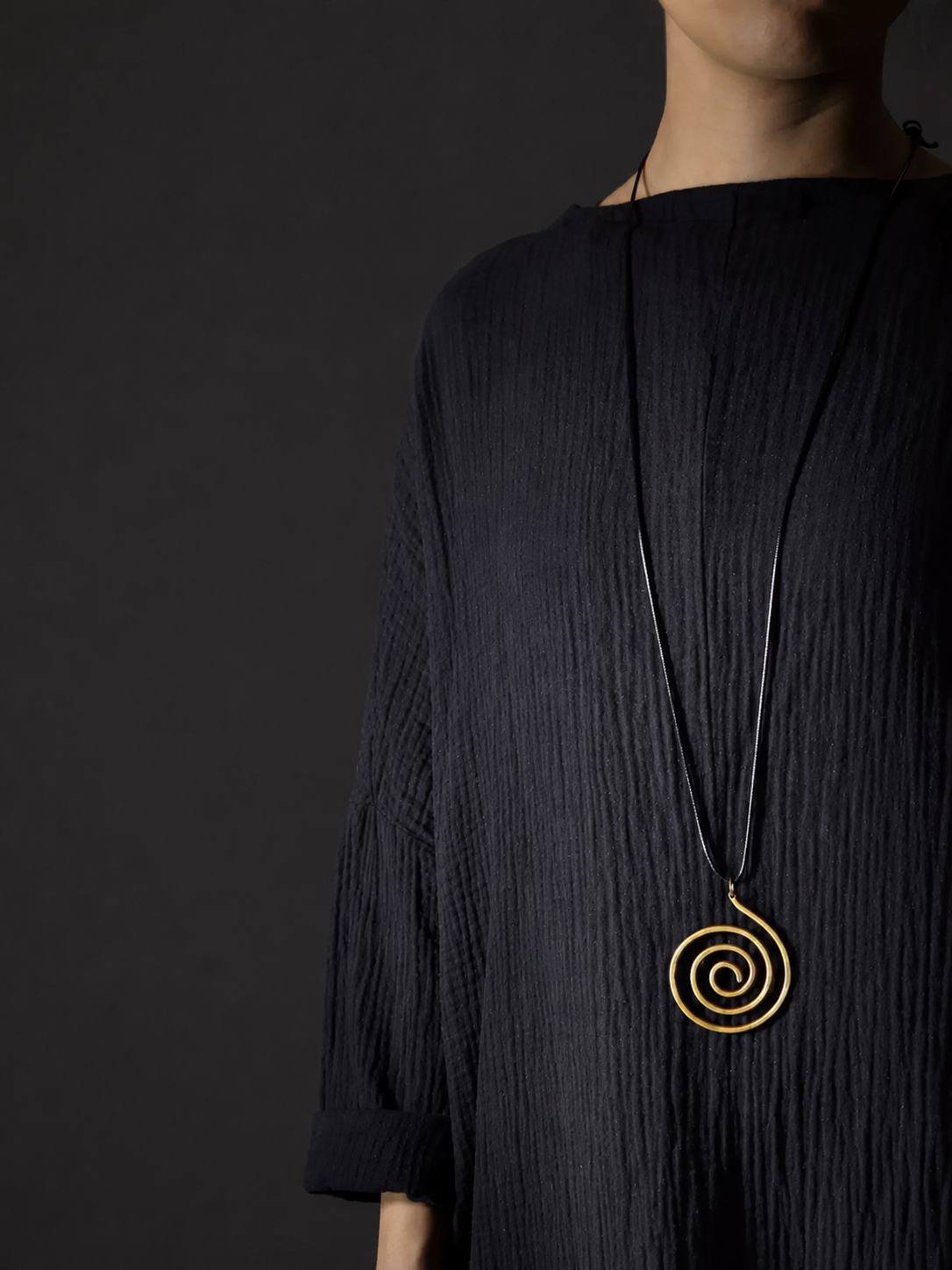 Handmade Brass Spiral Pendant Minimalist Zen Necklace