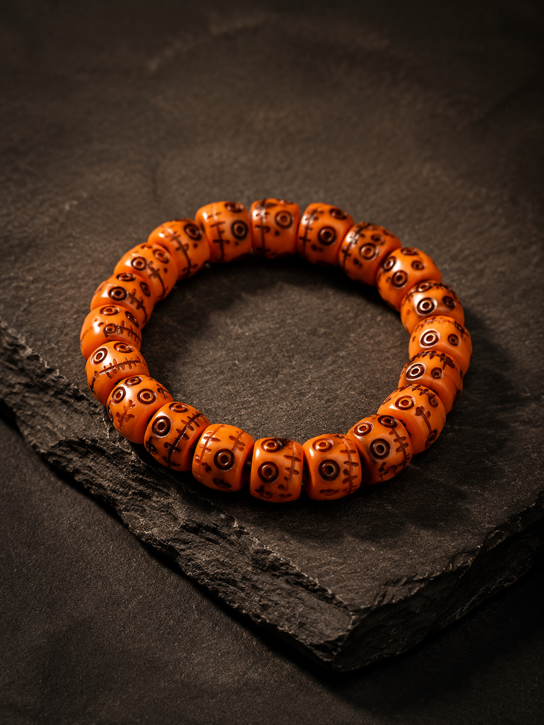 Handmade Tibetan Camel Bone Carved Skull Bracelet