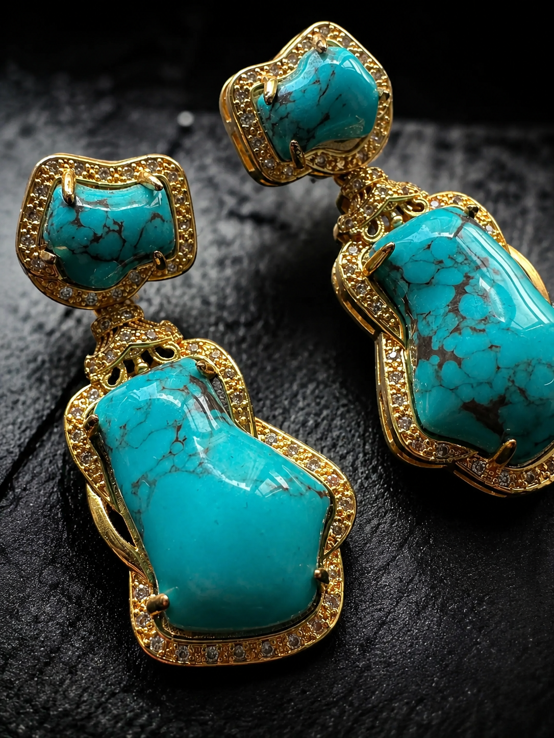 Vintage Tibetan Simulated Turquoise Drop Earrings