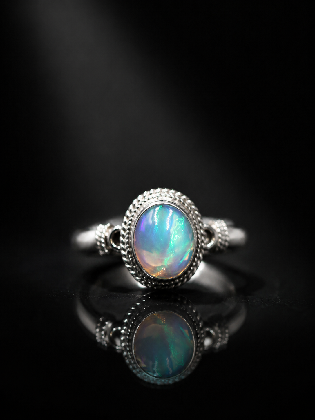 Vintage 925 Silver Fire Opal Adjustable Ring