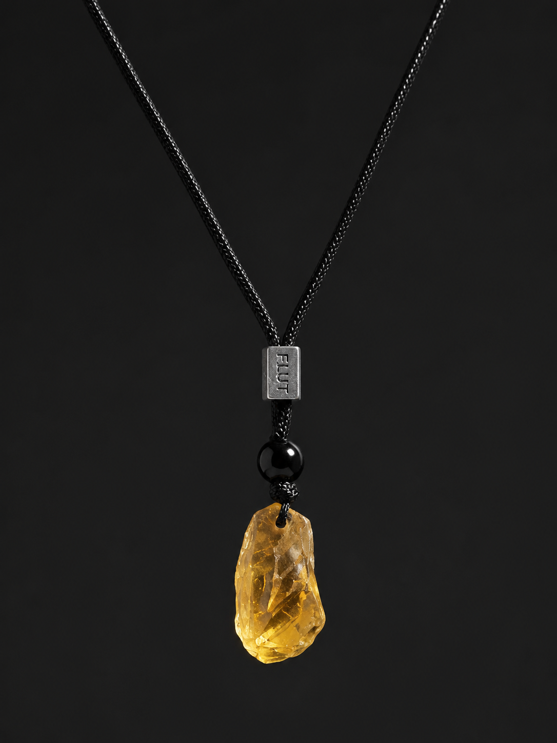 Tibetan Raw Citrine Crystal Pendant Necklace Adjustable Cord