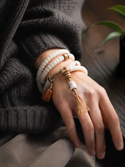 Tibetan 108 White Bodhi Root Mala Bracelet