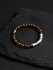 Tibetan Agarwood & Matte Silver Zen Bracelet