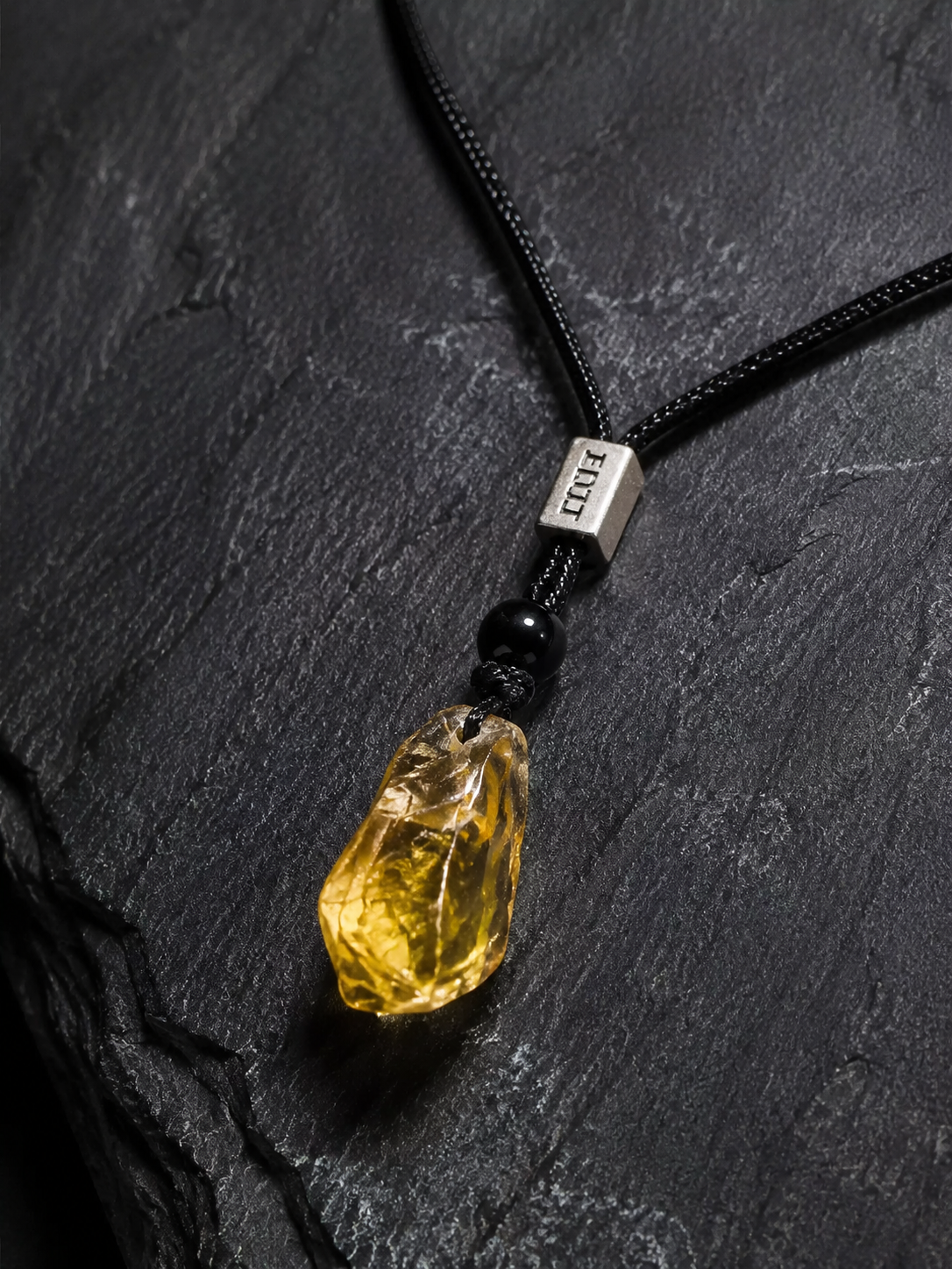 Tibetan Raw Citrine Crystal Pendant Necklace Adjustable Cord