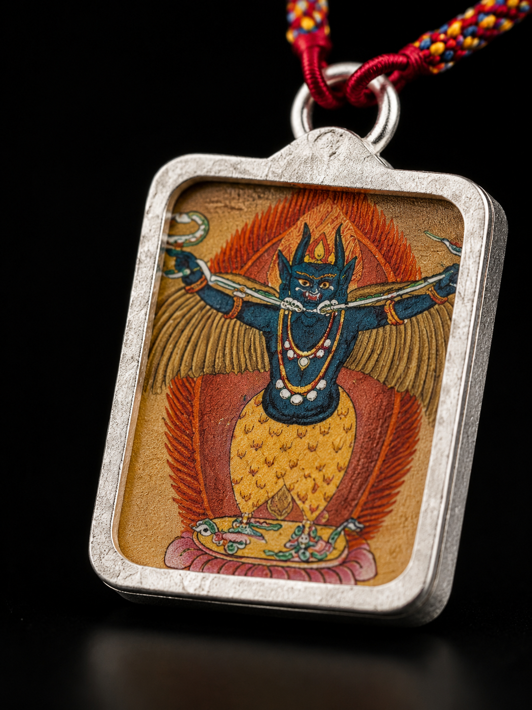 Hand-Painted Tibetan Thangka Amulet Necklace