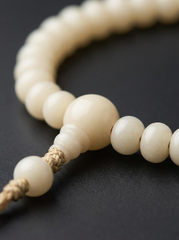 Tibetan White Jade Bodhi Root 108 Mala Beads