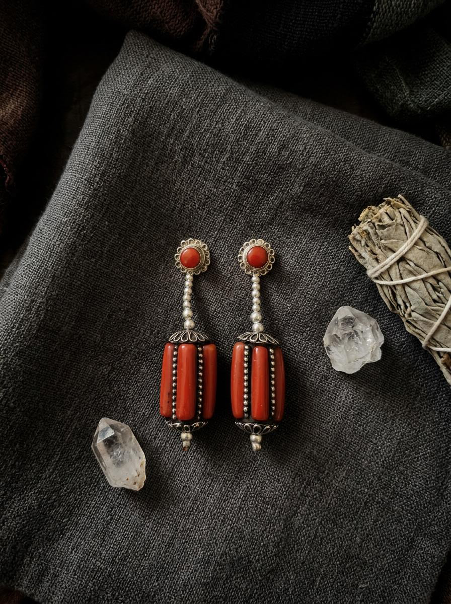Vintage Handmade Tibetan Drop Earrings