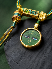 Hand-Painted Green Tara Tibetan Amulet Necklace