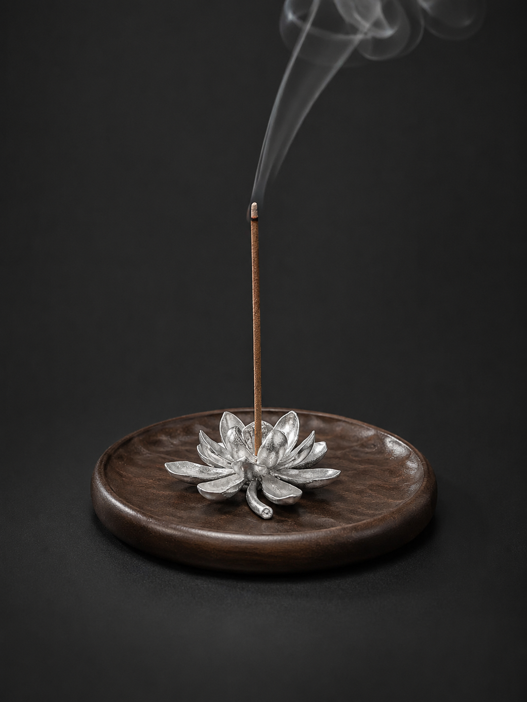 Tibetan Zen Pure Tin Lotus Incense Holder
