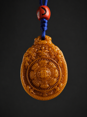 Tibetan Yak Bone Carved Jiugong Bagua Amulet Pendant