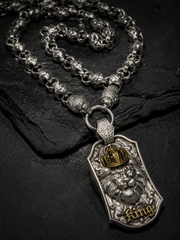 Handmade Tibetan Silver Crowned Lion King Necklace