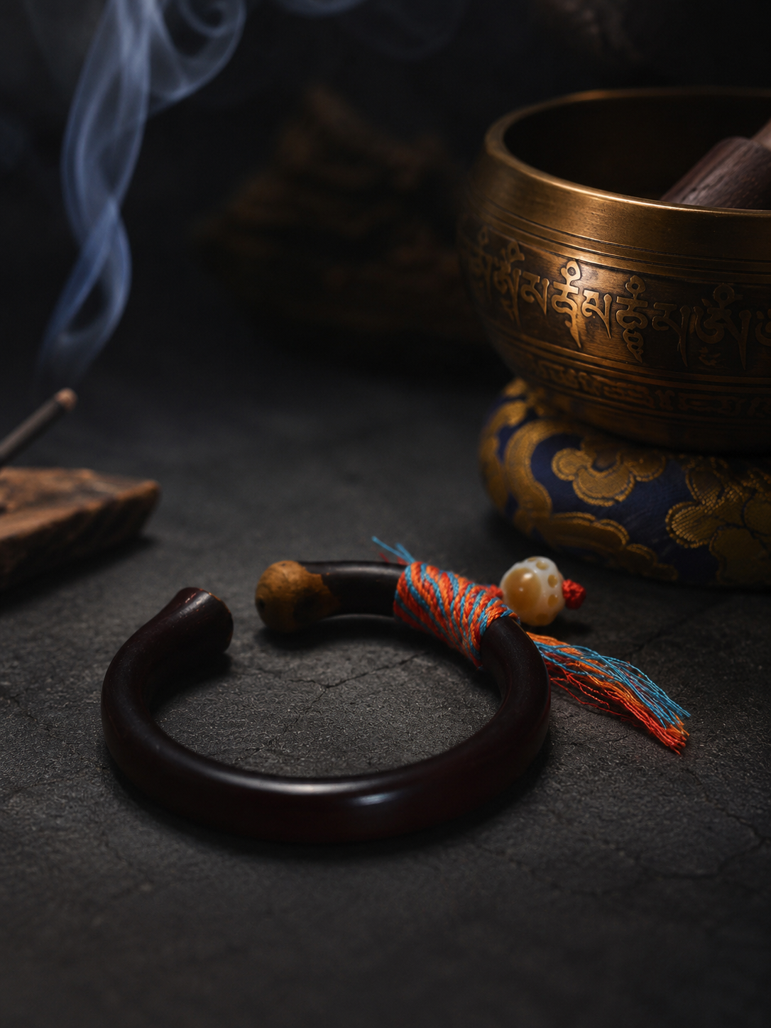 Authentic 8mm Tibetan Blood Vine Bracelet with Woven Rope