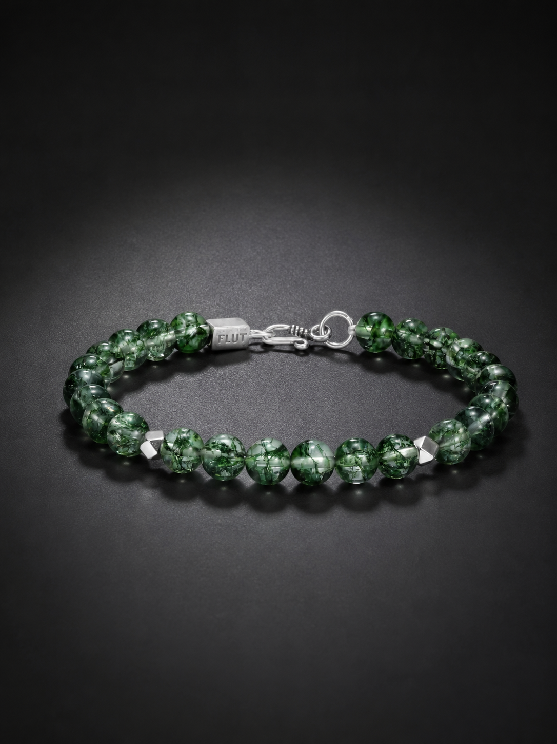 Unisex Green Phantom Quartz & 925 Silver Bracelet