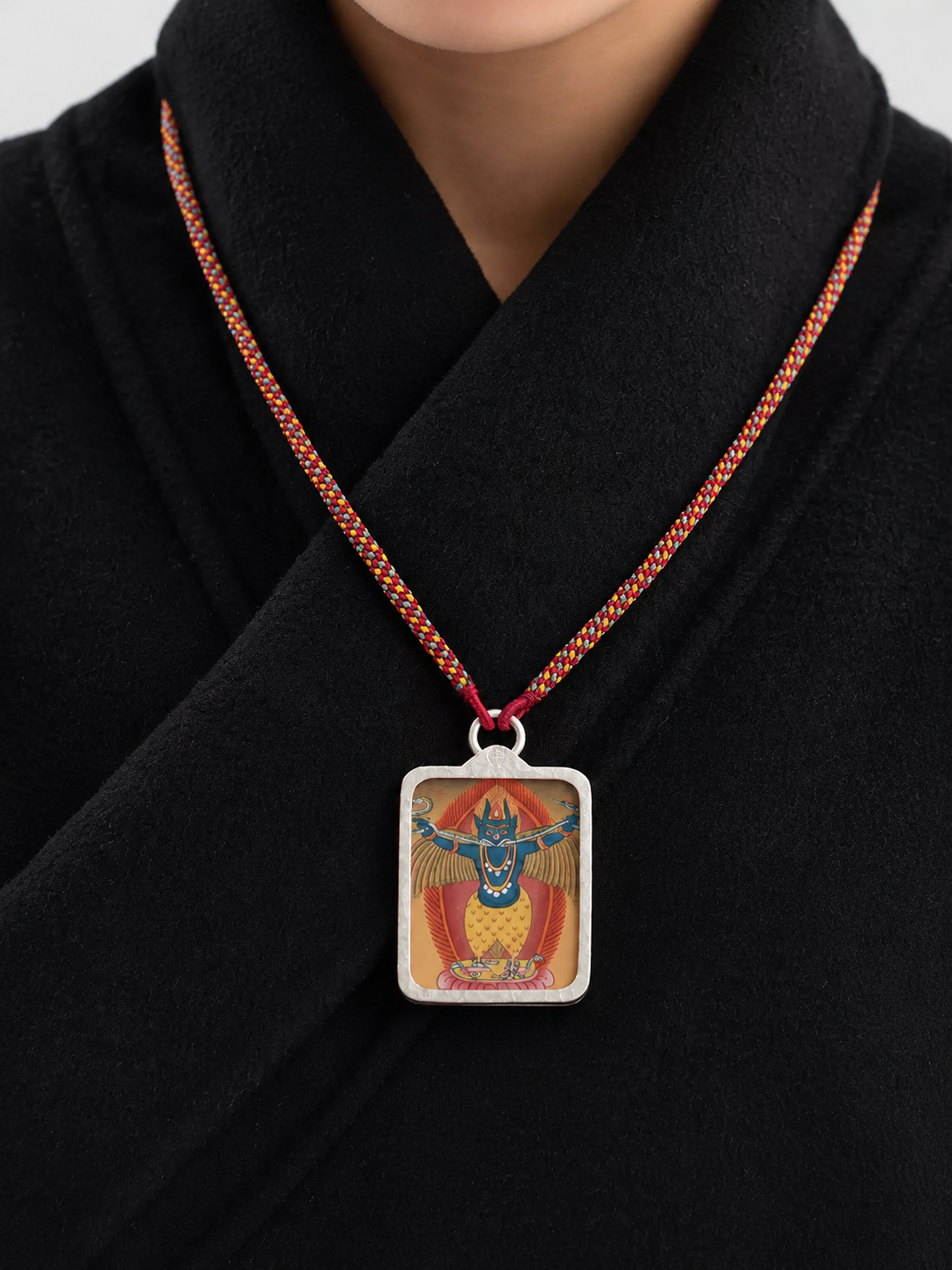 Hand-Painted Tibetan Thangka Amulet Necklace