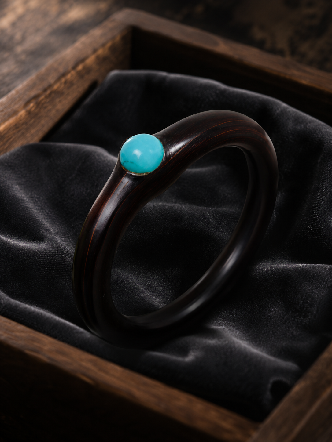 Authentic Tibetan Black Vine & Turquoise Bracelet