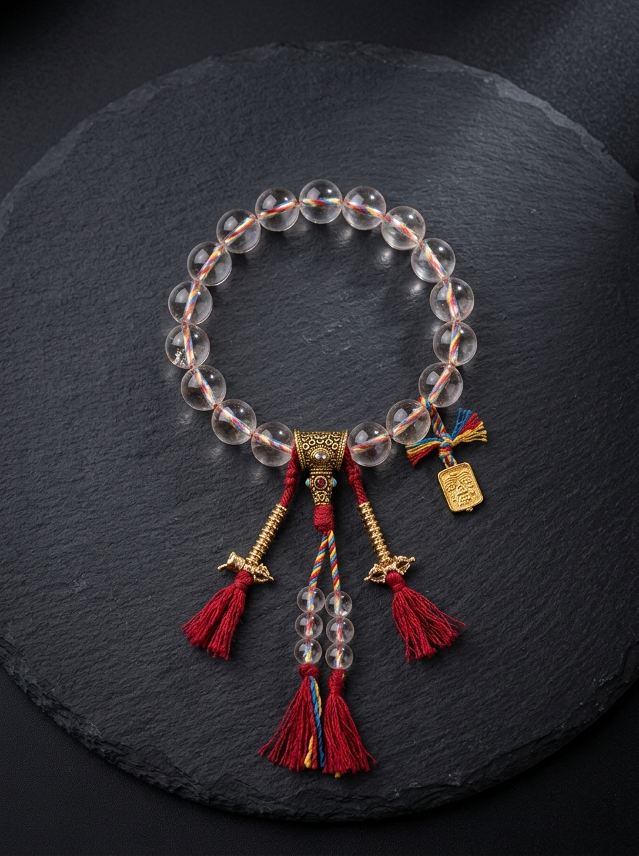 Tibetan 10mm White Crystal 18-Bead Mala Bracelet