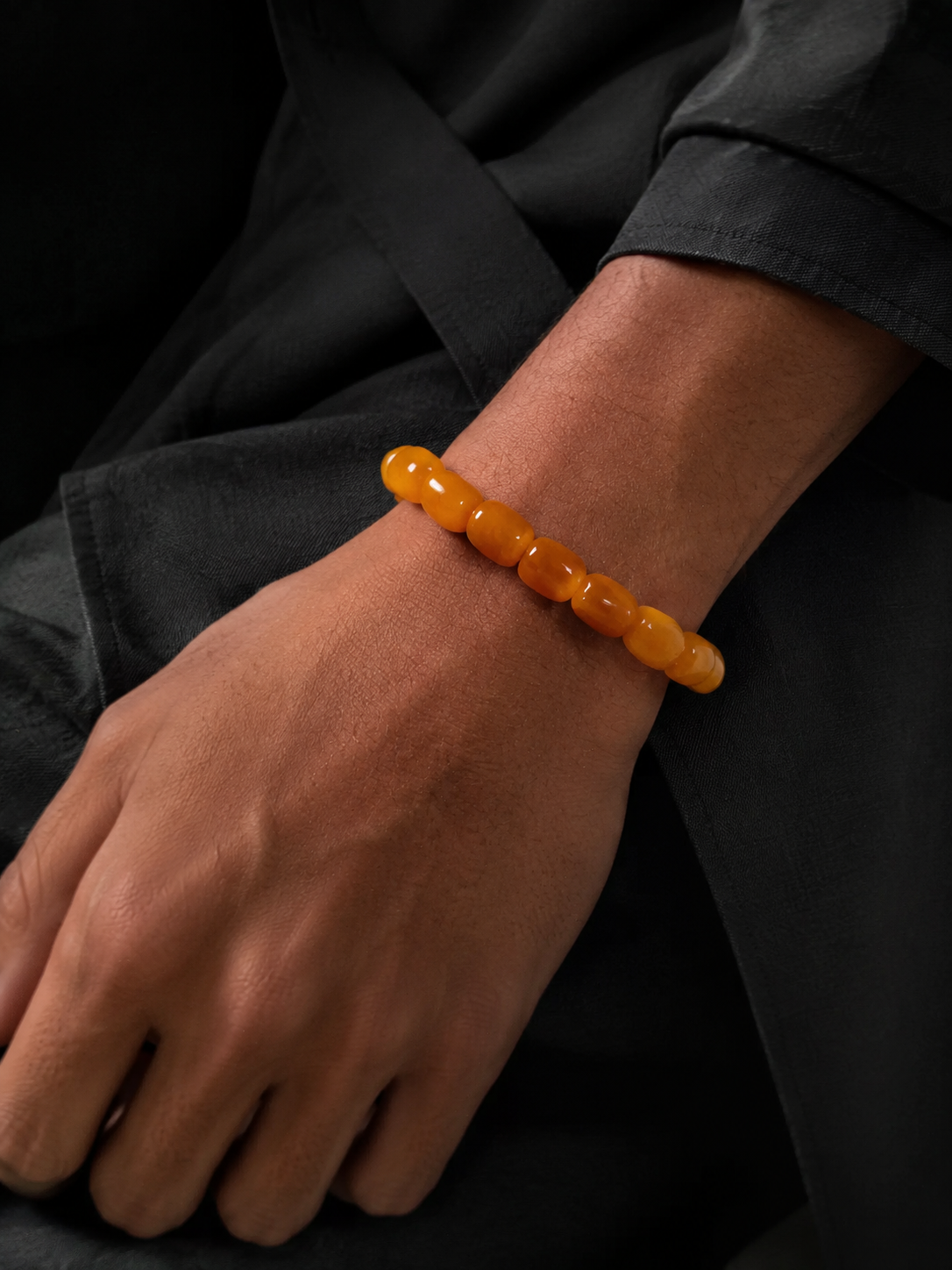Natural Beeswax Amber Irregular Bead Tibetan Bracelet
