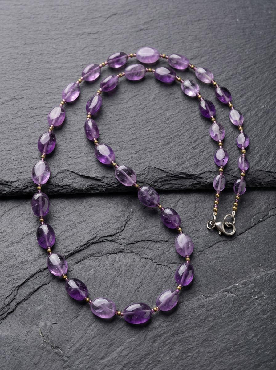 Himalayan Artisan Raw Amethyst Crystal Necklace
