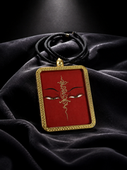 Tibetan Hand-Painted Buddha Eyes Thangka Pendant