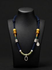 Handmade Tibetan Braided Pendant Cord with 999 Silver & Yak Bone