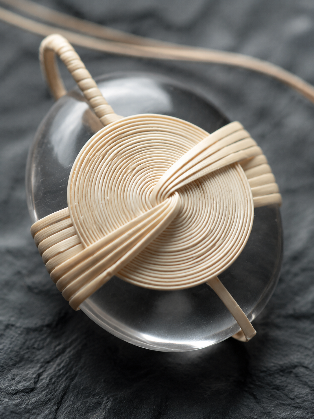 Handmade Tibetan Rattan Woven Crystal Pendant Necklace