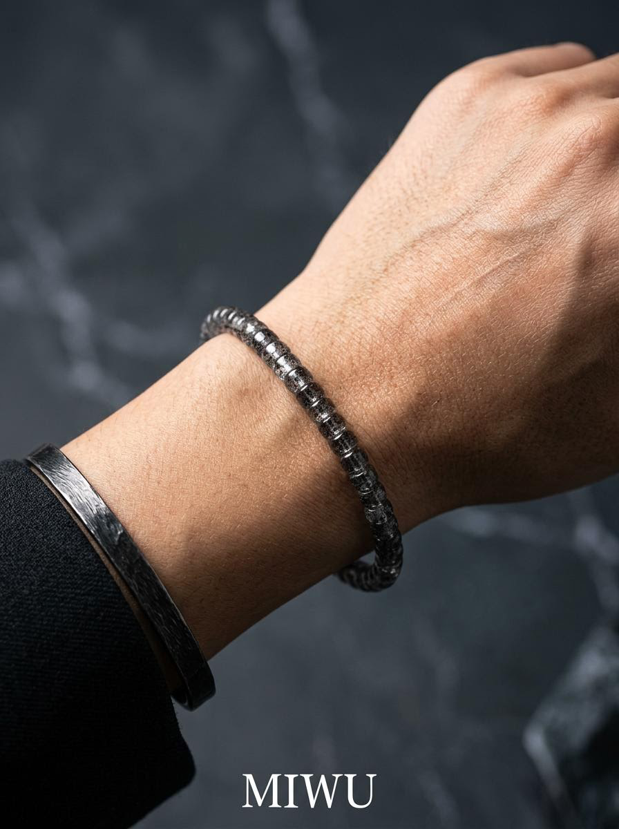 Tibetan Black Super Seven Crystal Healing Bracelet 6mm