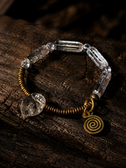 Vintage Tibetan Clear Quartz & Brass Bracelet