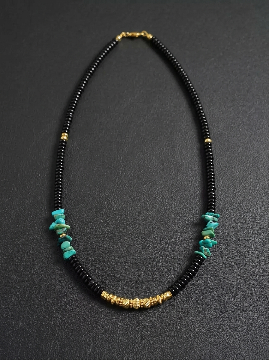 Tibetan Turquoise & Obsidian Spiritual Necklace